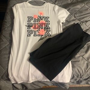 PINK shirt & Biker shorts